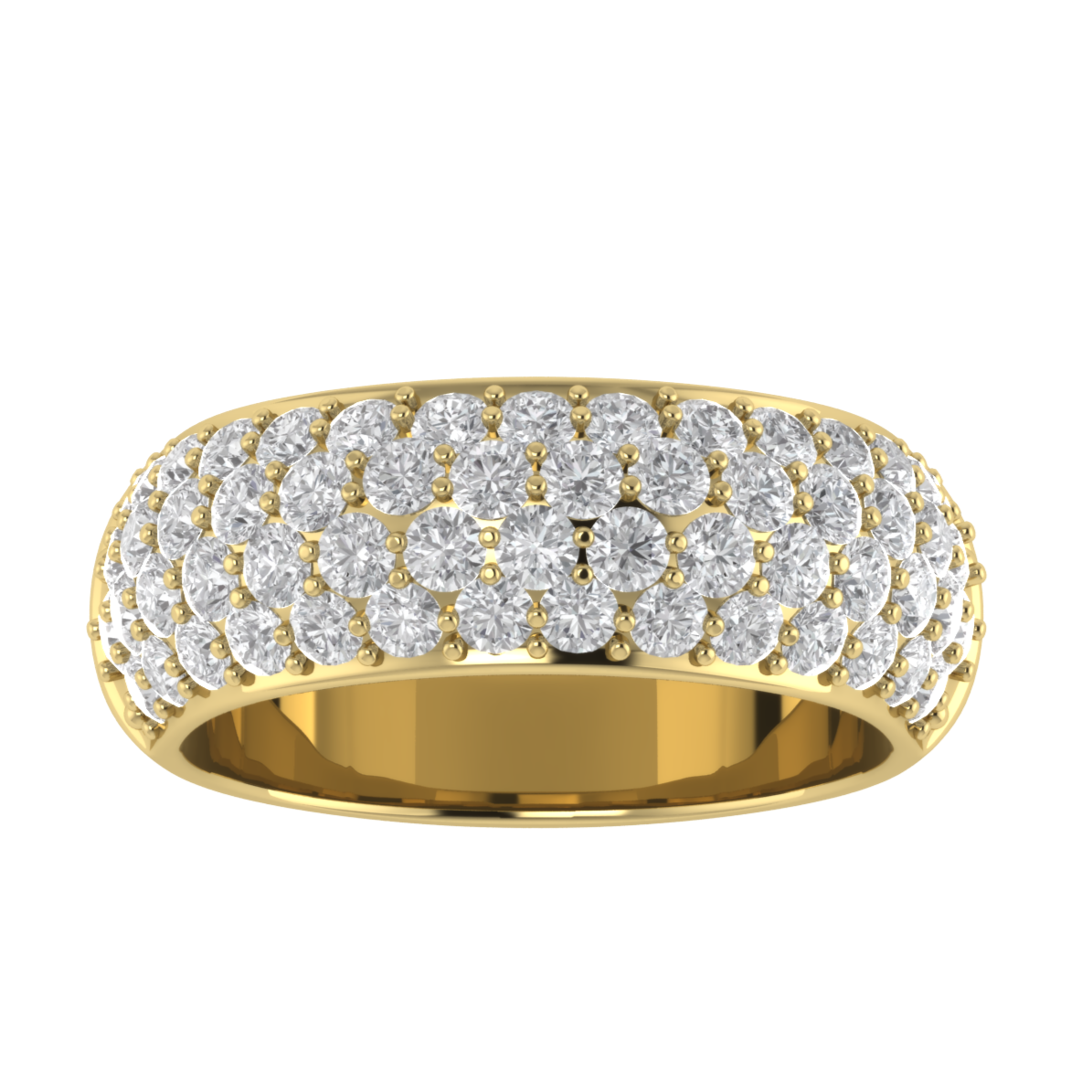 Cluster Round Cut Moissanite Half Eternity Band