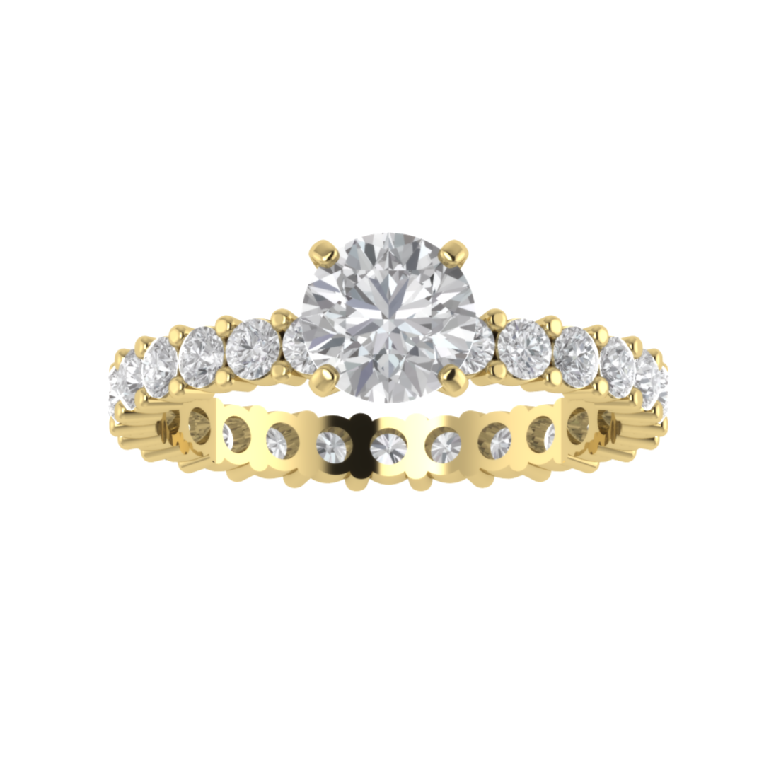 Solitaire With Accent Round Cut Moissanite Engagement Ring