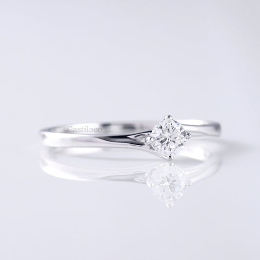 1 CT Round Colorless Moissanite Diamond 18K White Gold Engagement Ring