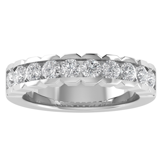 Unique Style Round Lab Grown Diamond Matching 14K White Gold Band