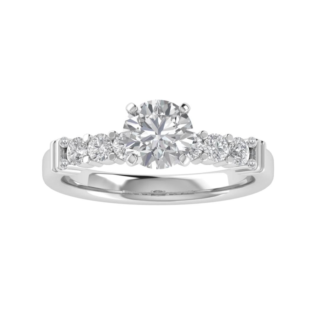Vintage Inspired Solitaire With Accent Moissanite Engagement Ring