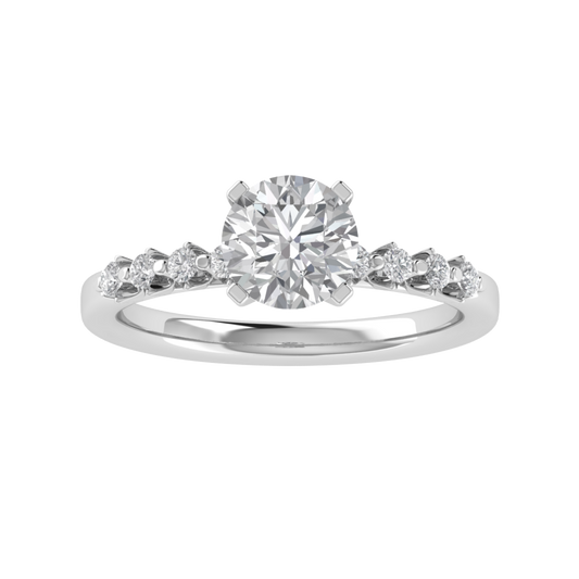 Solitaire With Accent Round Cut Moissanite Engagement Ring