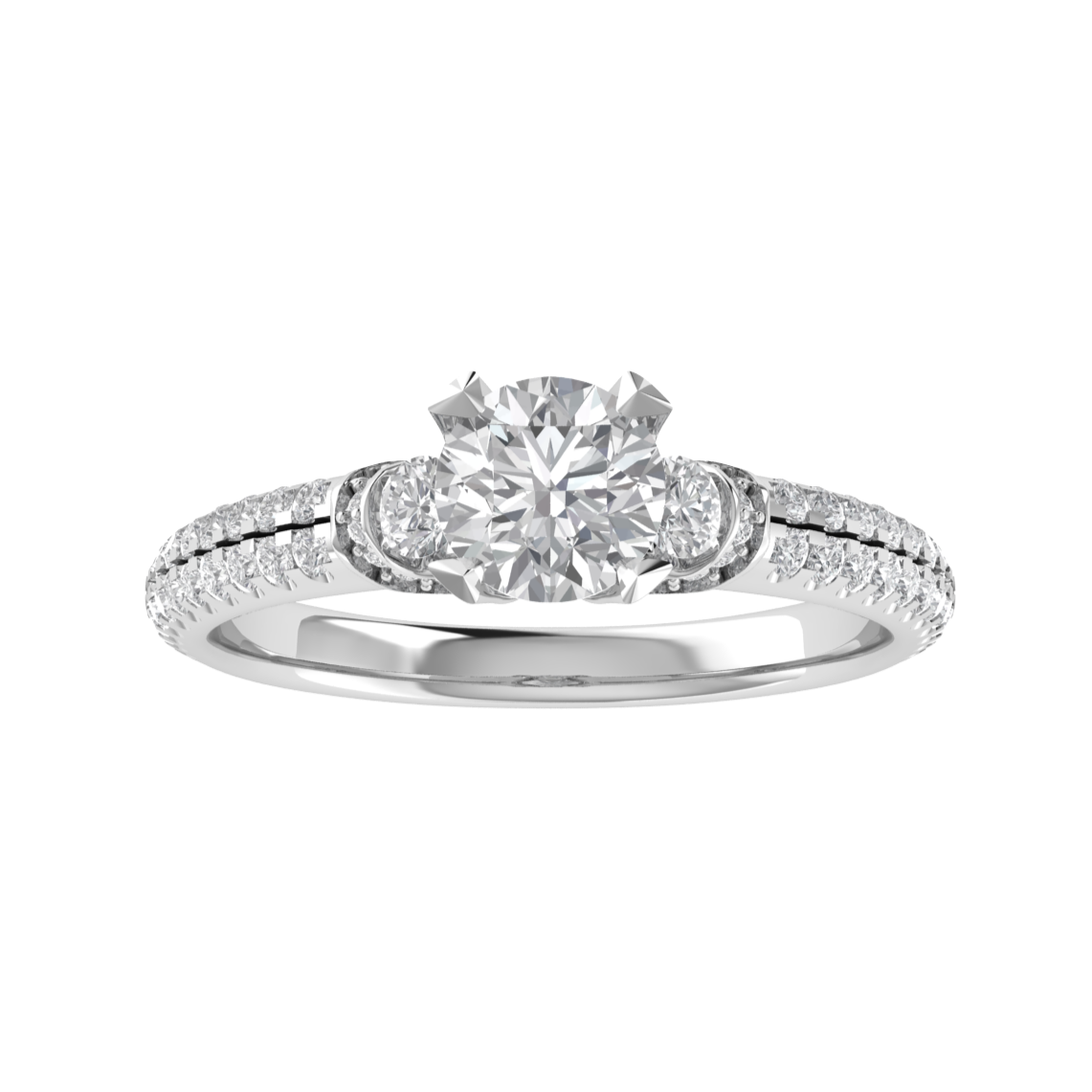 Vintage Style Three Stone Moissainte Engagement Ring