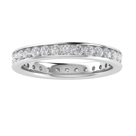 Full Eternity Round Lab Grown Diamond Channel Set 14K White Gold Wedding Band