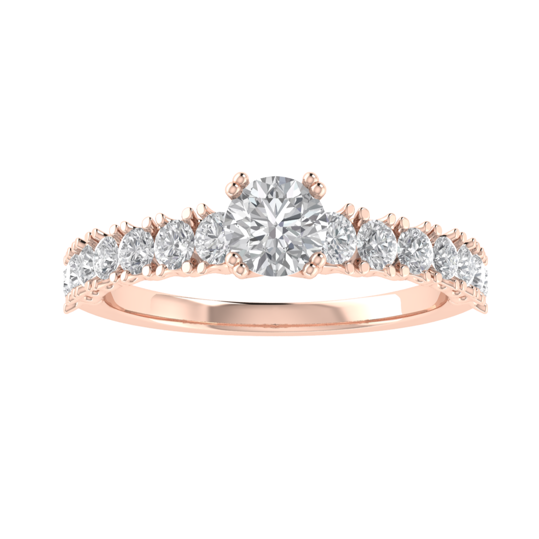 Lab Grown Diamond Solitaire With Accent 14K White Gold Wedding Ring