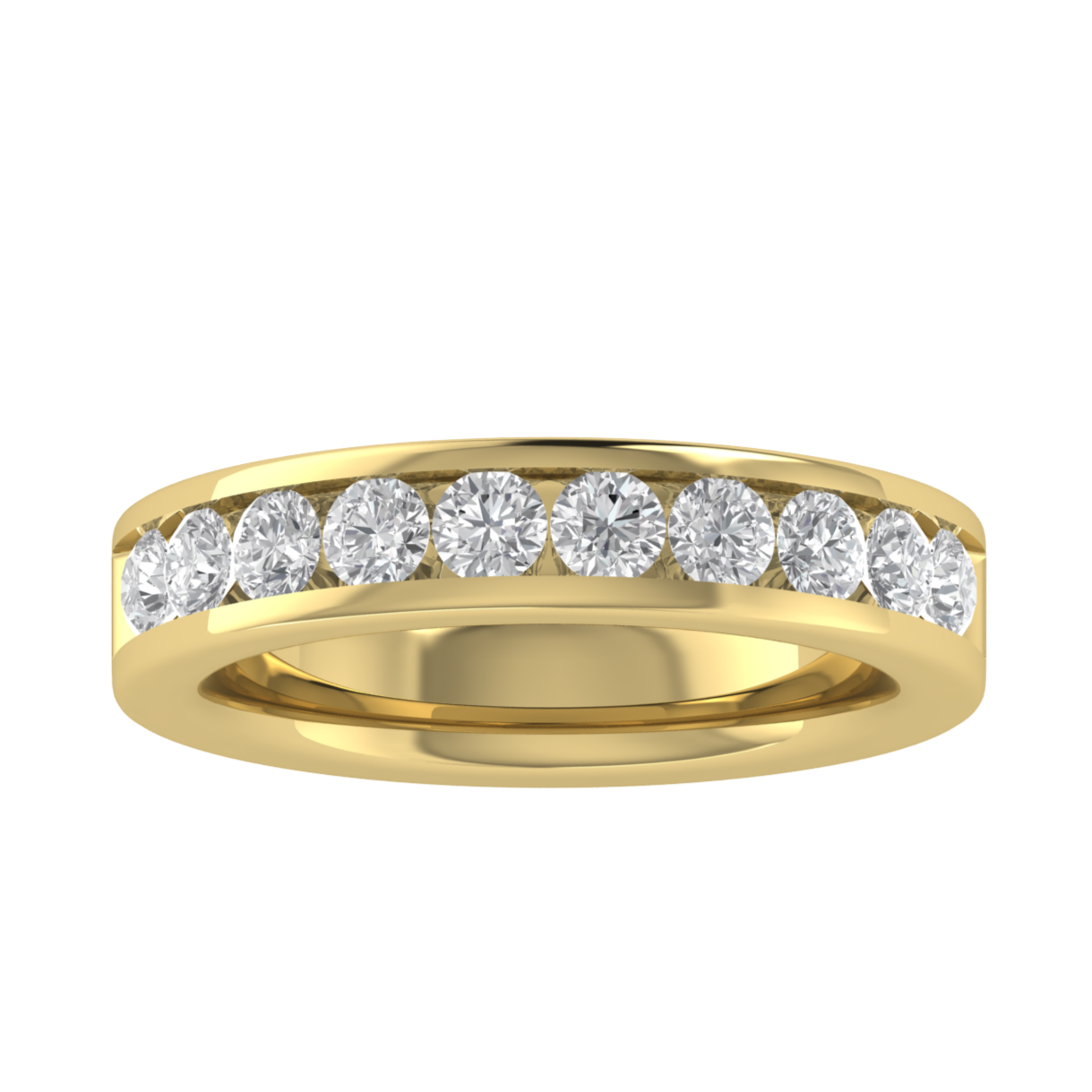 Channel Set Half Eternity Round Cut Moissanite Wedding Ring