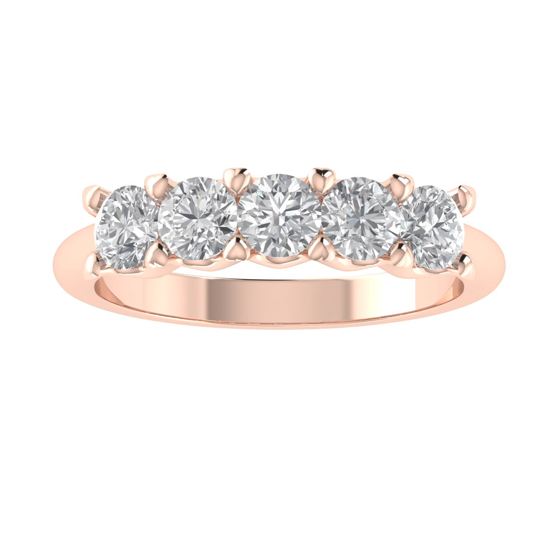 Lab Grown Diamond Five Stone 14K White Gold Wedding Ring