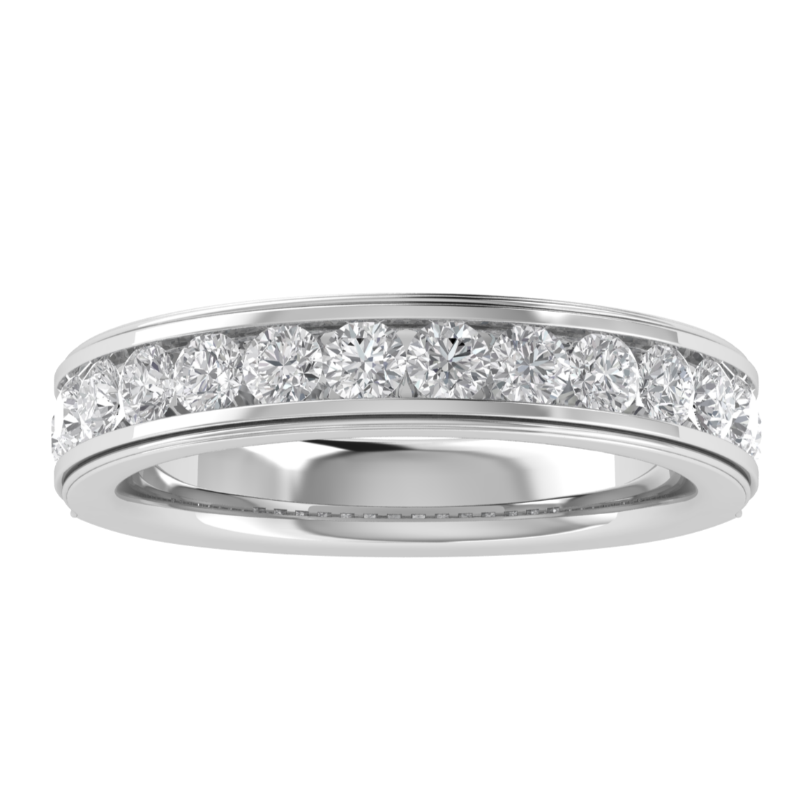Channel Set Half Eternity Round Cut Moissanite Wedding Ring