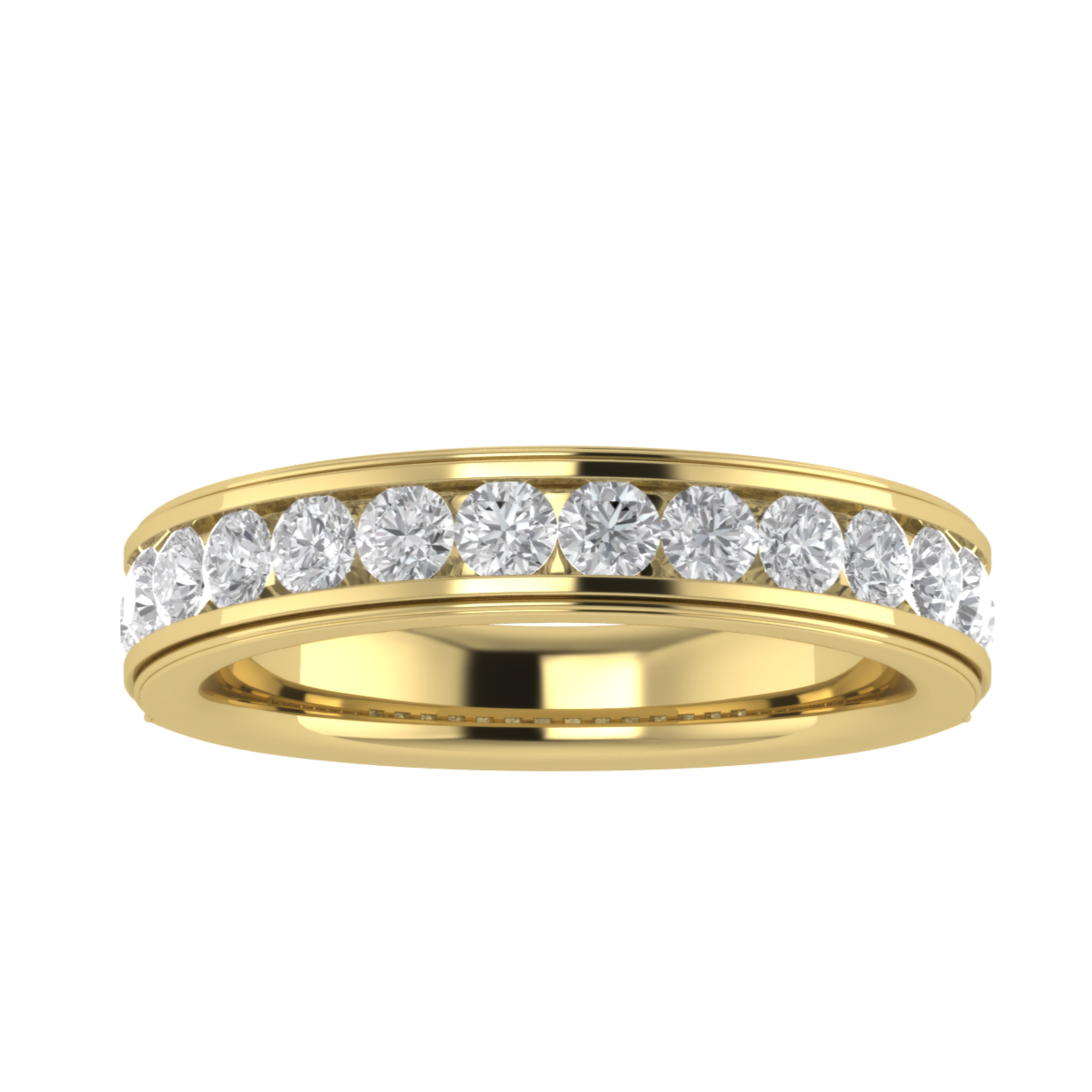 Channel Set Half Eternity Round Cut Moissanite Wedding Ring