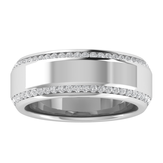 Half Eternity Channel Set Round Cut Moissanite Men's Band