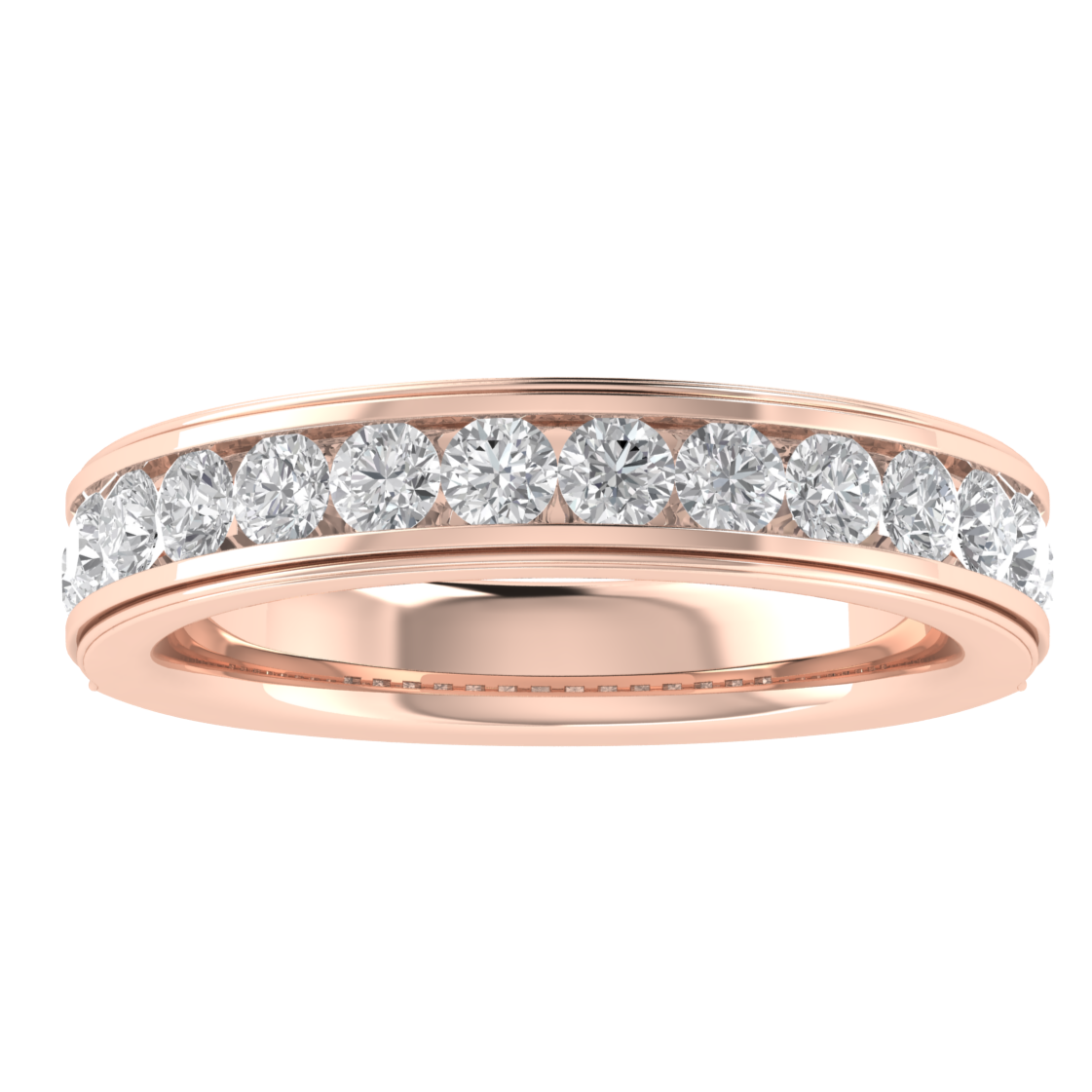 Channel Set Half Eternity Round Cut Moissanite Wedding Ring