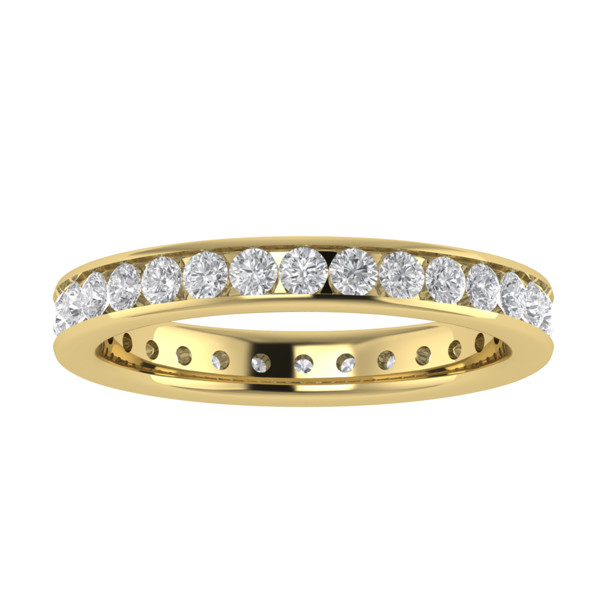 Full Eternity Channel Set Round Cut Moissanite Wedding Band