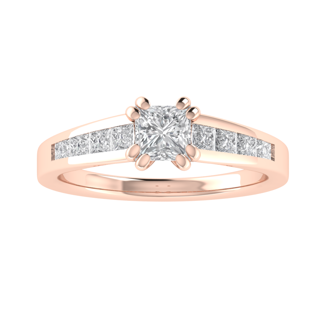 Princess Colorless Moissanite Diamond Engagement 14K White Gold Ring