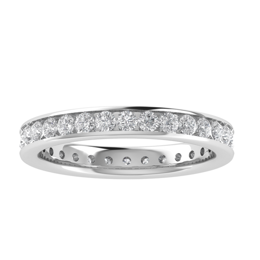 Full Eternity Channel Set Round Cut Moissanite Wedding Band