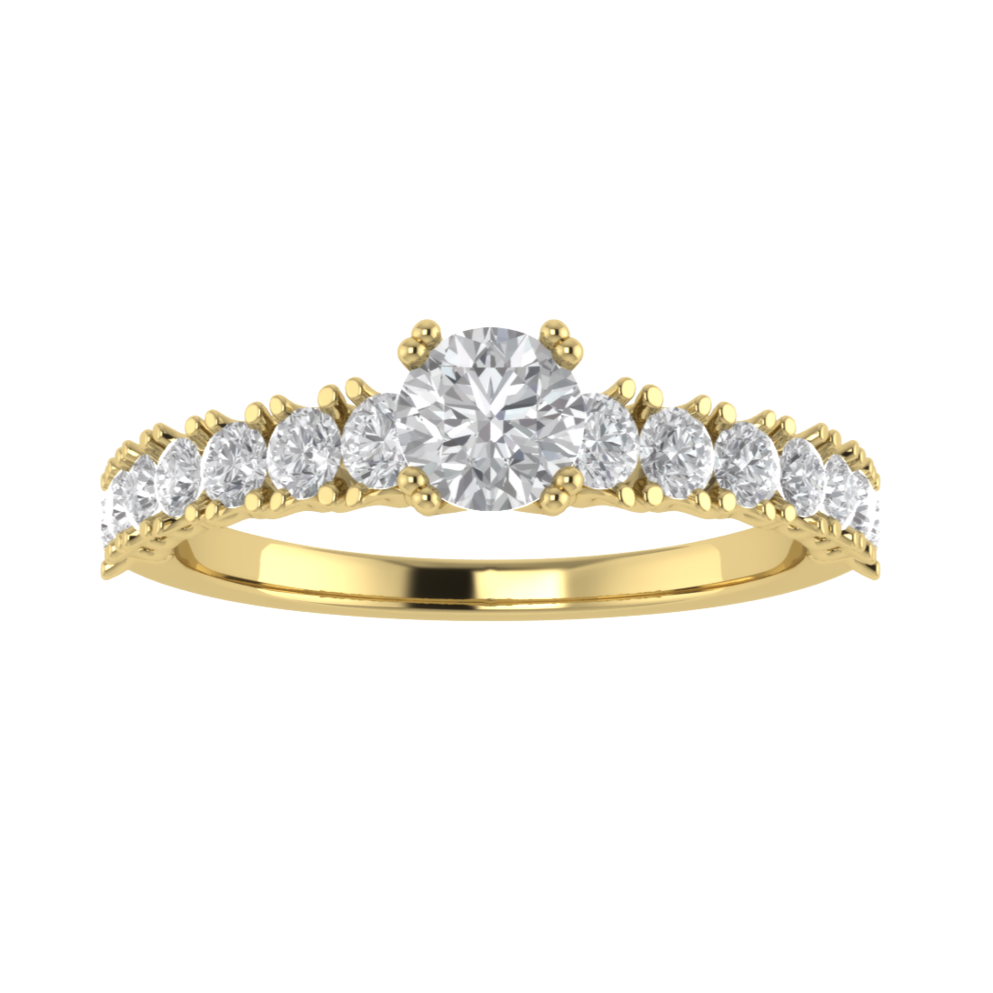 Lab Grown Diamond Solitaire With Accent 14K White Gold Wedding Ring