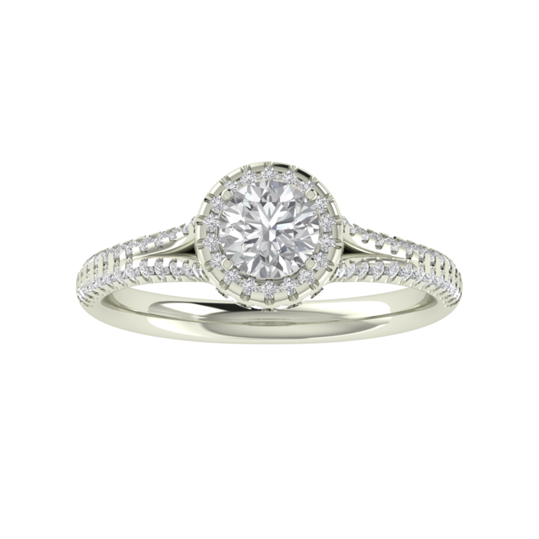 Vintage Inspired Halo Round Cut Moissanite Engagement Ring