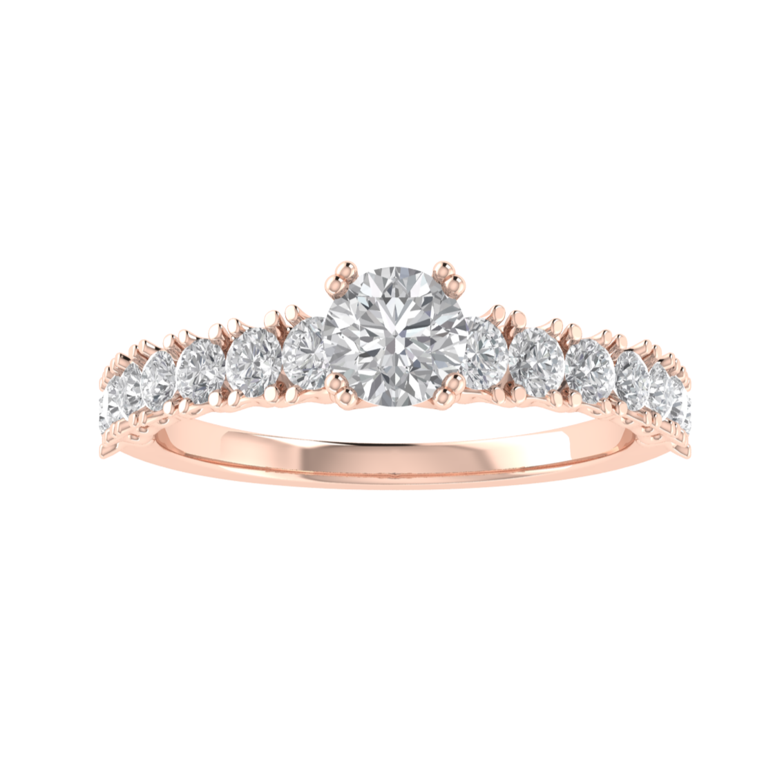 Solitaire With Accent Round Cut Moissanite Engagement Ring