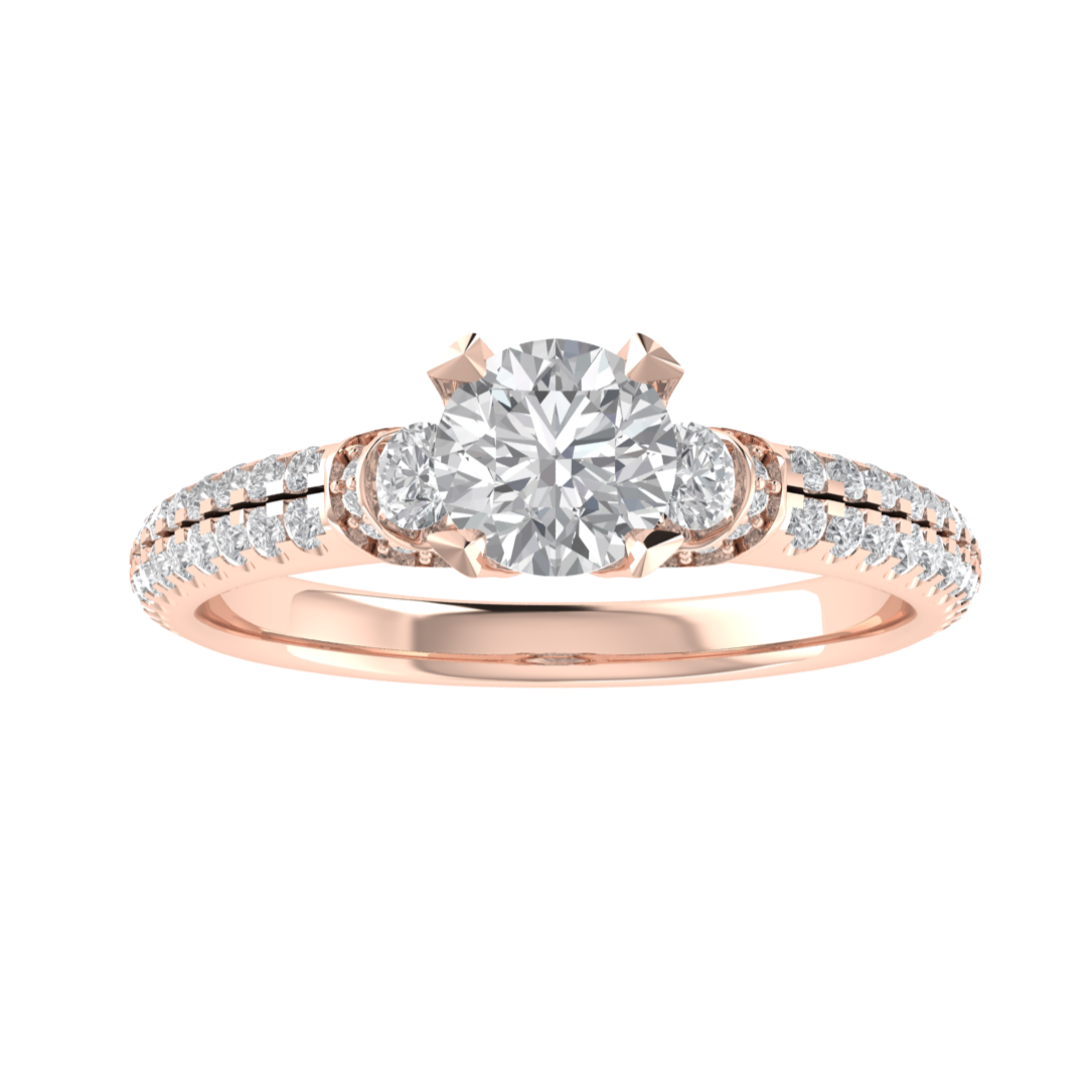 Vintage Style Three Stone Moissainte Engagement Ring