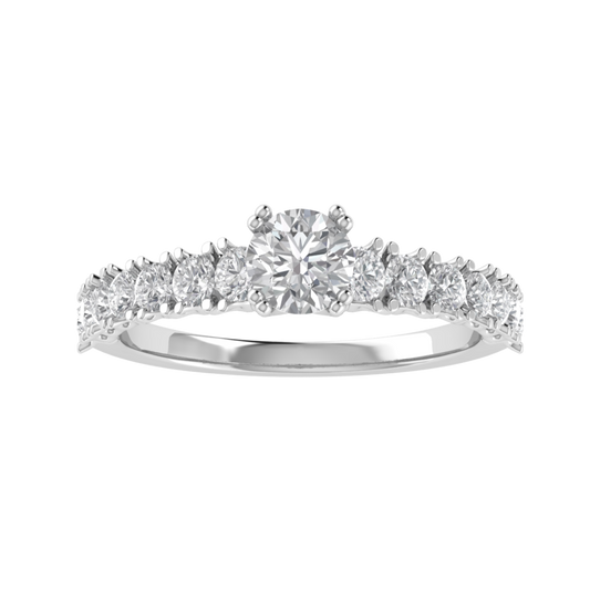 Solitaire With Accent Round Cut Moissanite Engagement Ring