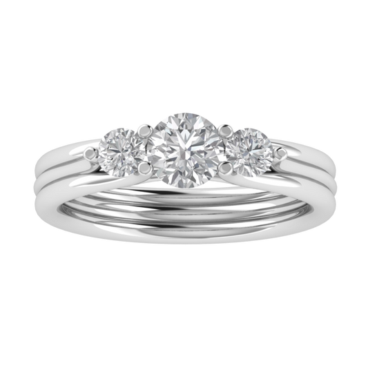 Three Stone Round Cut Moissanite Engagement Ring