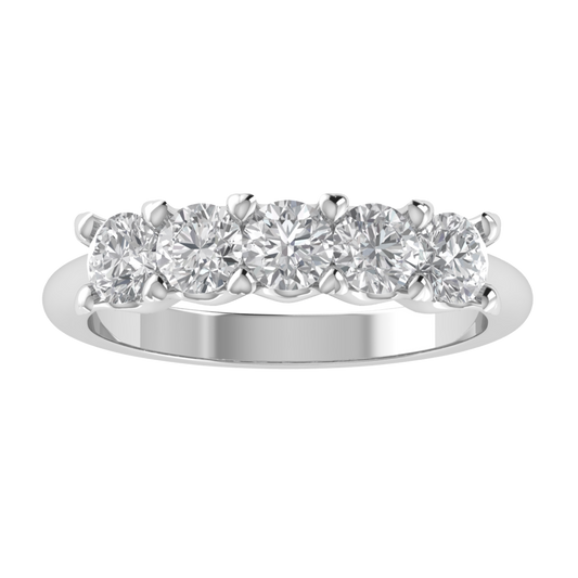 Five Stone Round Cut Moissanite Wedding Ring