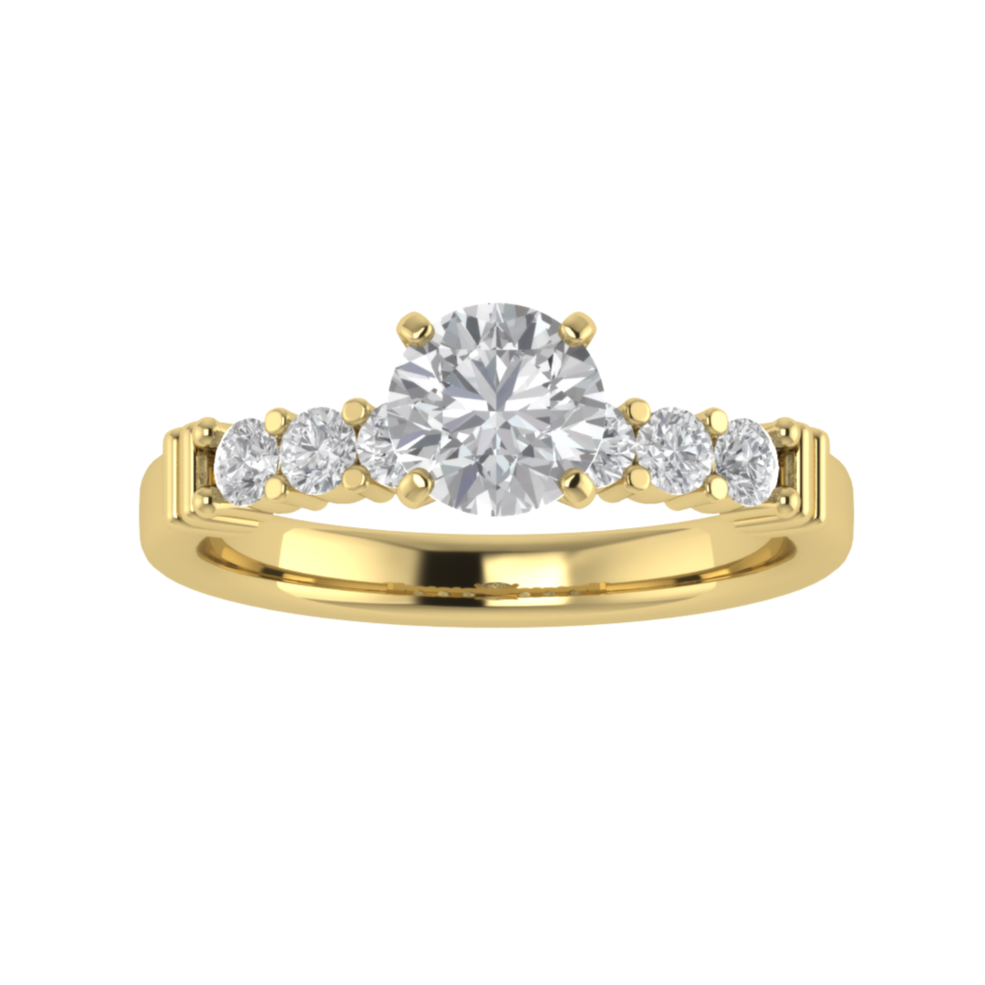 Vintage Inspired Solitaire With Accent Moissanite Engagement Ring