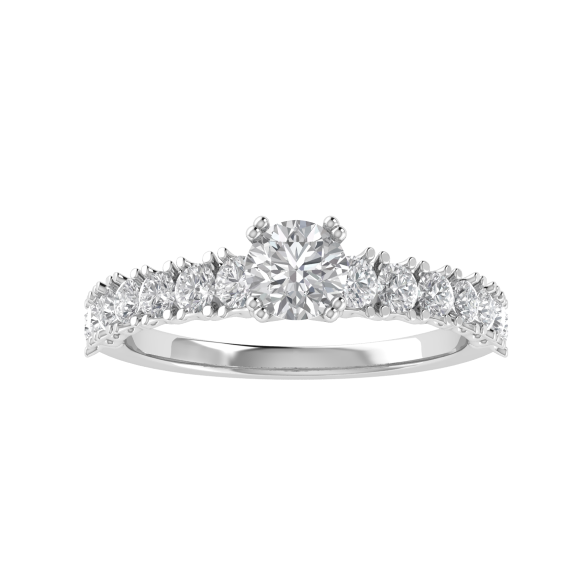 Lab Grown Diamond Solitaire With Accent 14K White Gold Wedding Ring
