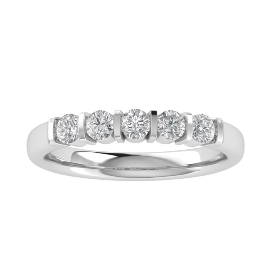 Five Stone Round Cut Moissanite Wedding Band