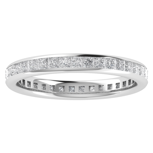 Full Eternity Channel Set Princess Cut Moissanite Wedding Band