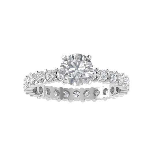 Solitaire With Accent Round Cut Moissanite Engagement Ring