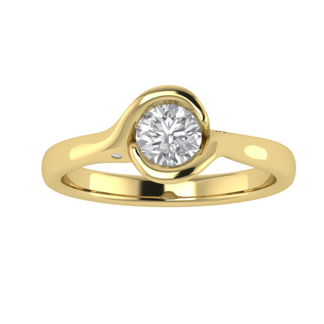 Bezel Set Solitaire Round Cut Moissanite Engagement Ring