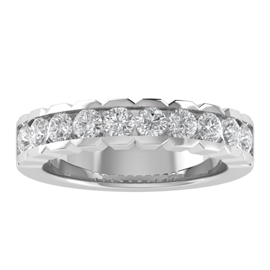 Vintage Channel Set Half Eternity Round Cut Moissanite Wedding Ring