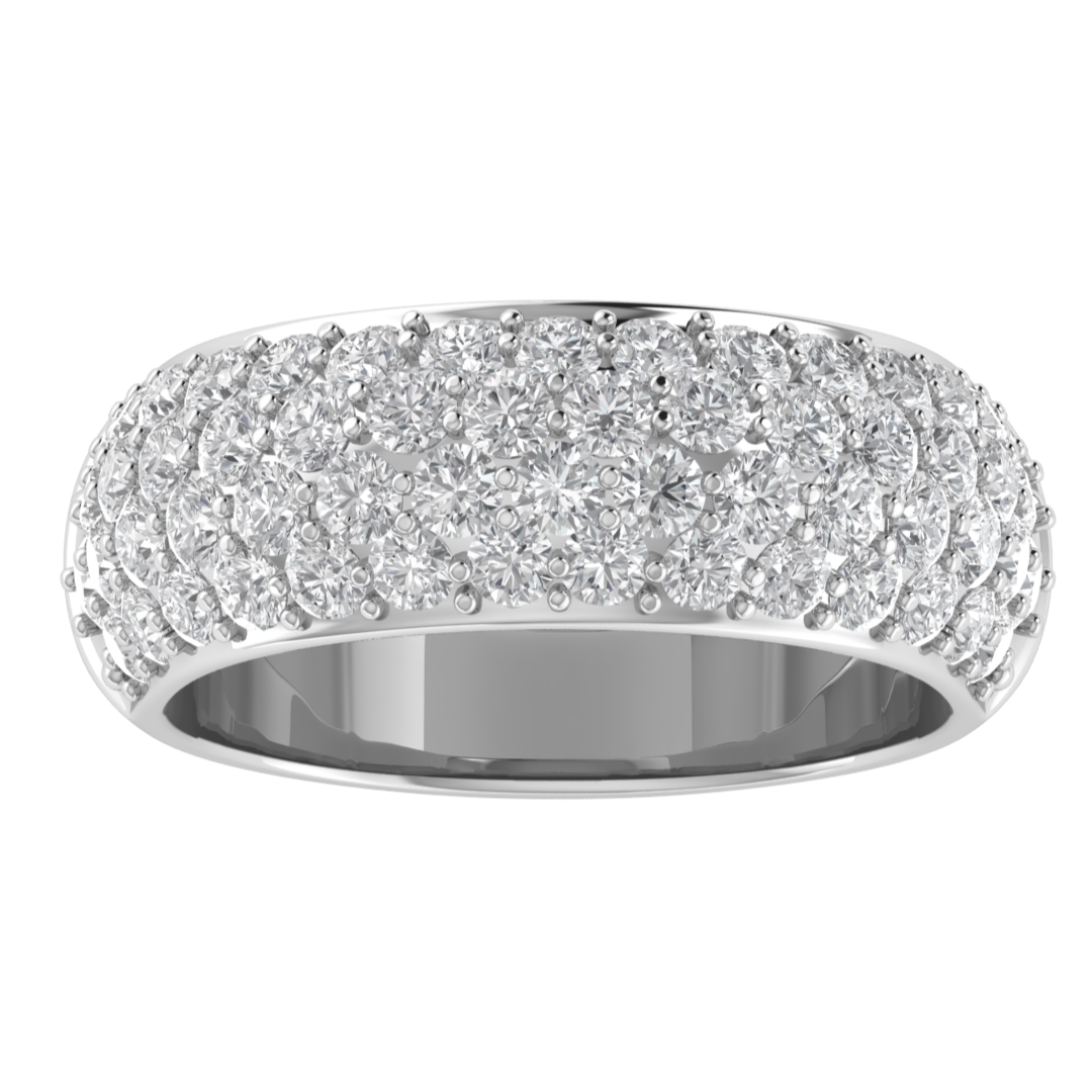 Cluster Round Cut Moissanite Half Eternity Band