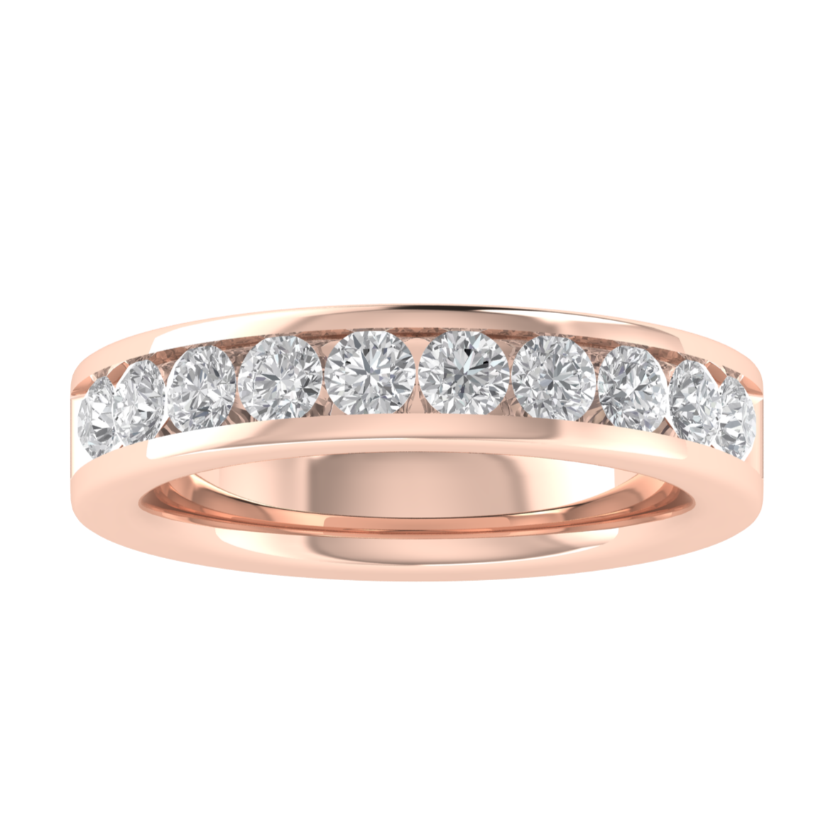 Channel Set Half Eternity Round Cut Moissanite Wedding Ring