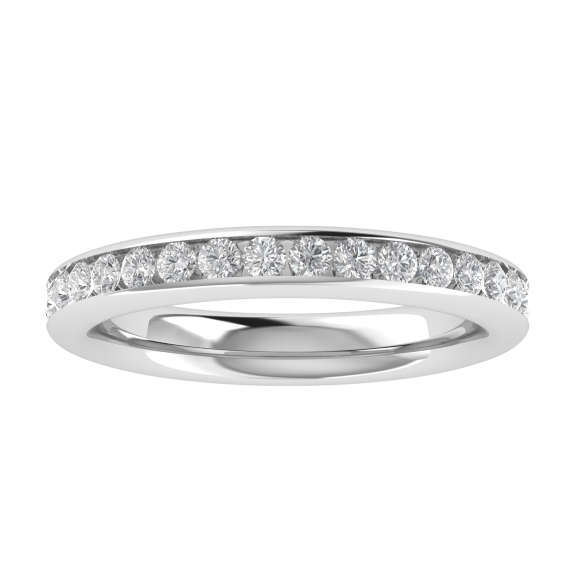 Channel Set Full Eternity Lab Grown Diamond 14K White Gold Wedding Band