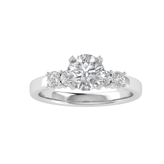 Five Stone Solitaire With Accent Moissanite Engagement Ring