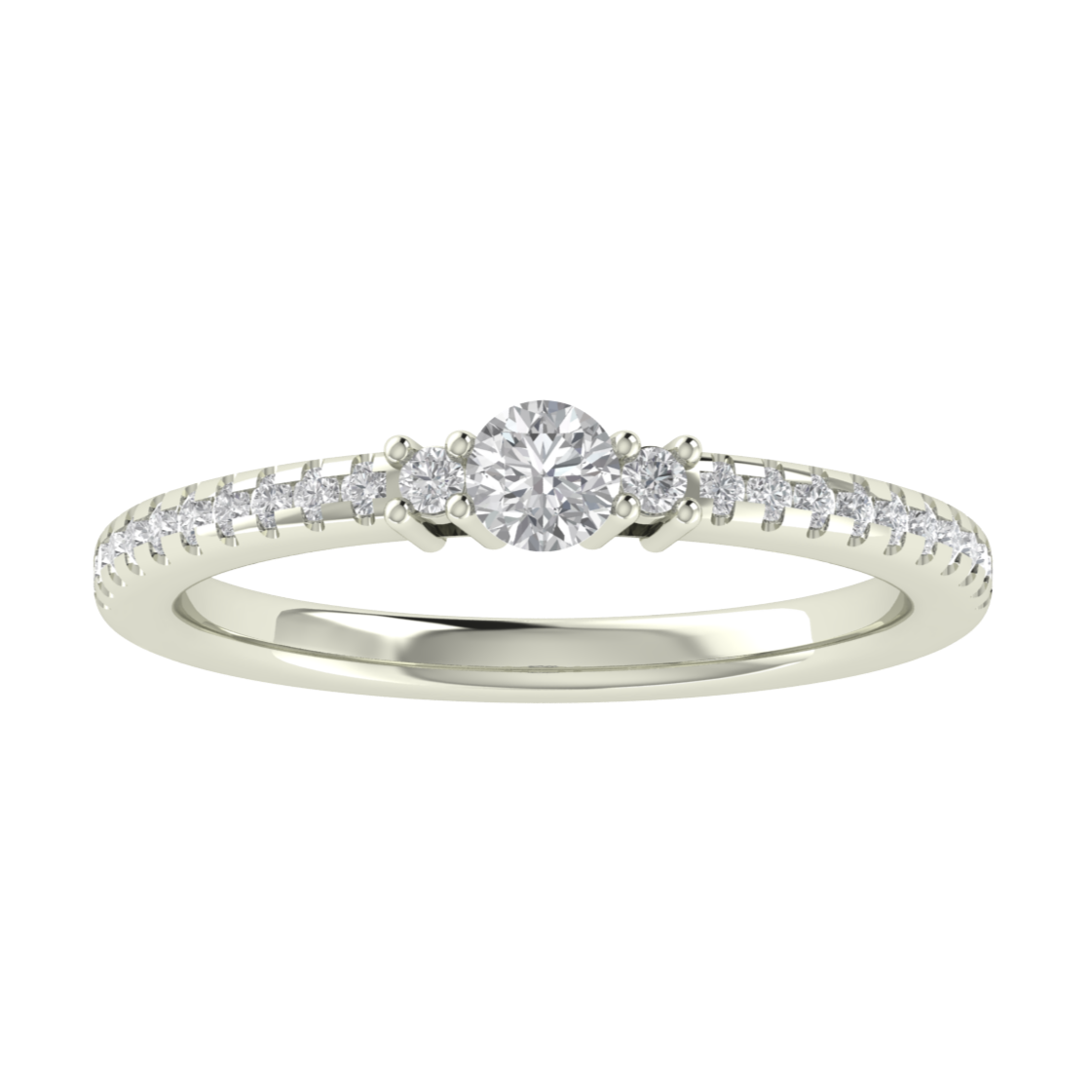 Lab Grown Diamond Three Stone 14K White Gold Wedding Band