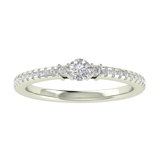 Lab Grown Diamond Three Stone 14K White Gold Wedding Band