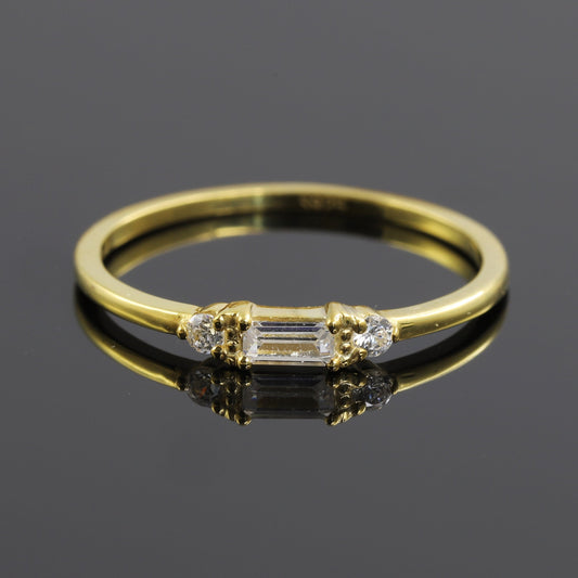 Three Stone Baguette Cut Moissanite Band