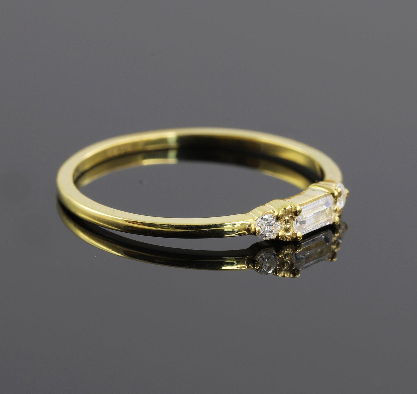 Three Stone Baguette Cut Moissanite Band