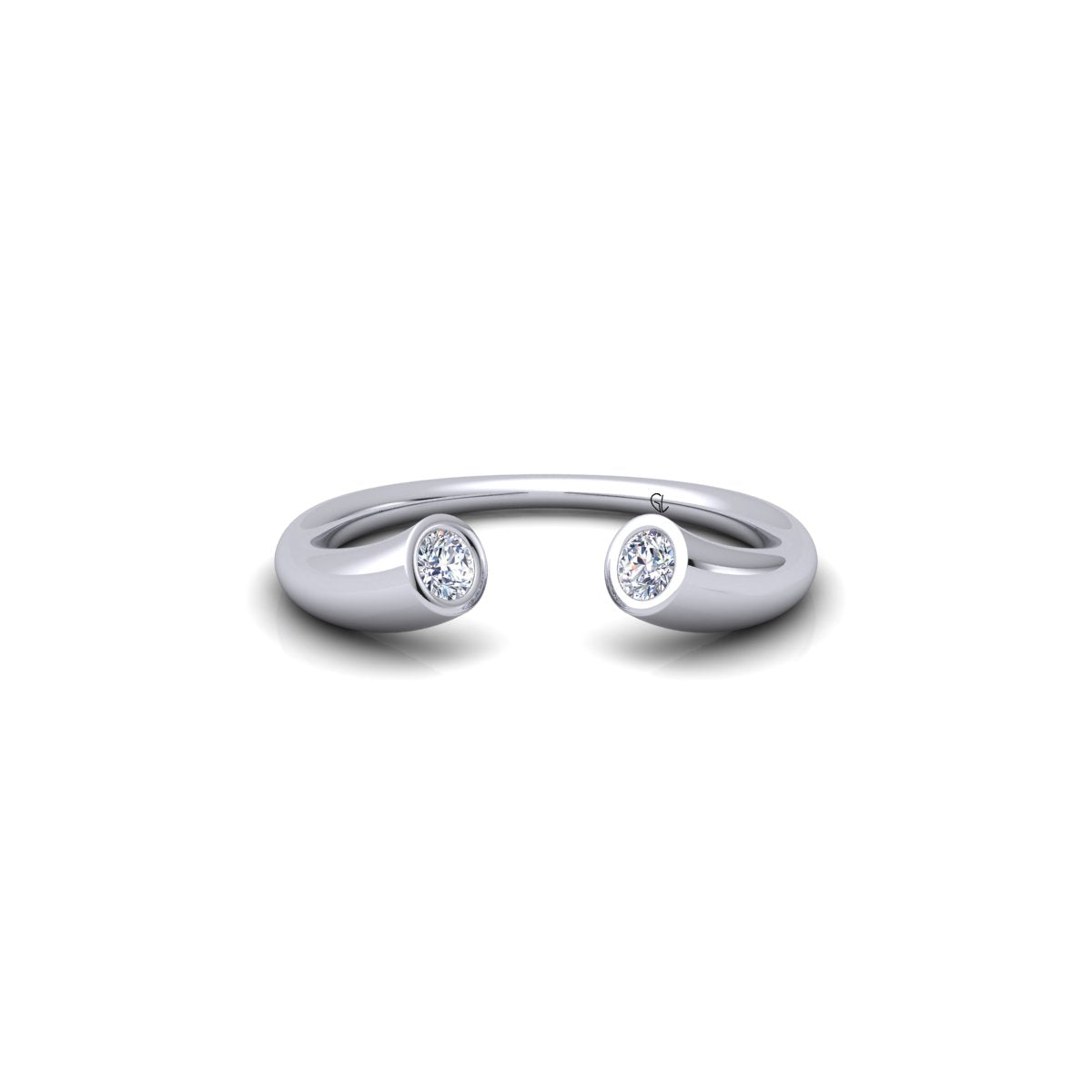 Lab Grown Diamond Open Cuff Two Stone 14K White Gold Wedding Band