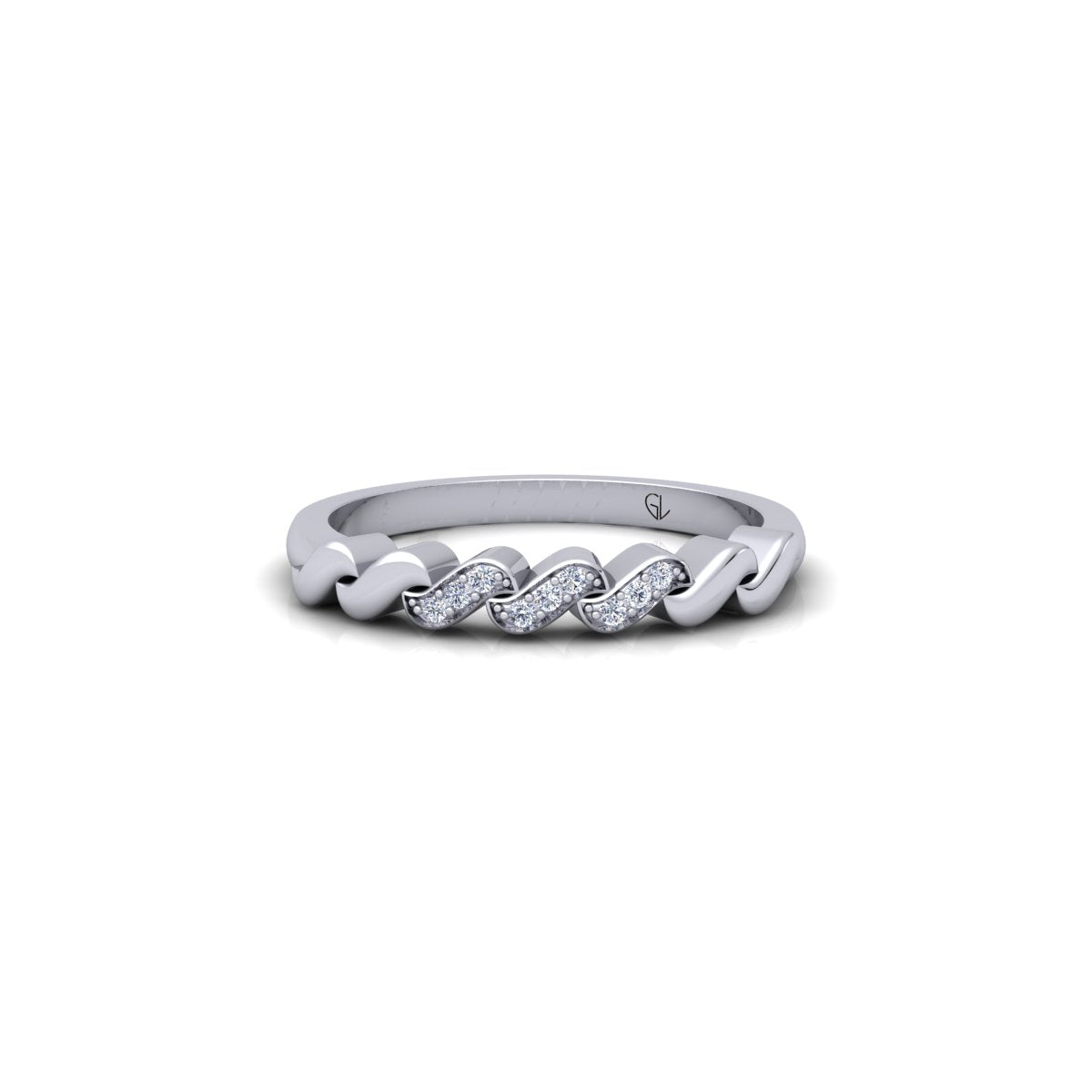 Lab Grown Diamond Half Eternity Minimalist 14K White Gold Wedding Band