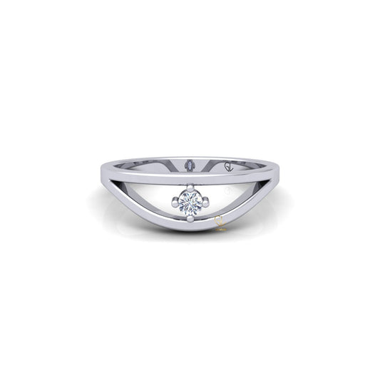 Lab Grown Diamond Curved Solitaire 14K White Gold Wedding Band