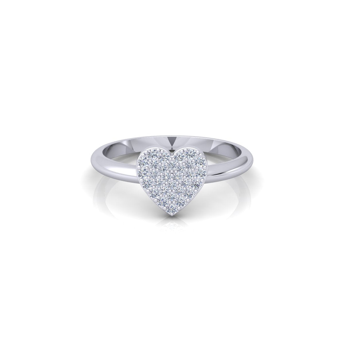 Lab Grown Diamond Cluster Heart Shape Full Eternity 14K White Gold Wedding Ring