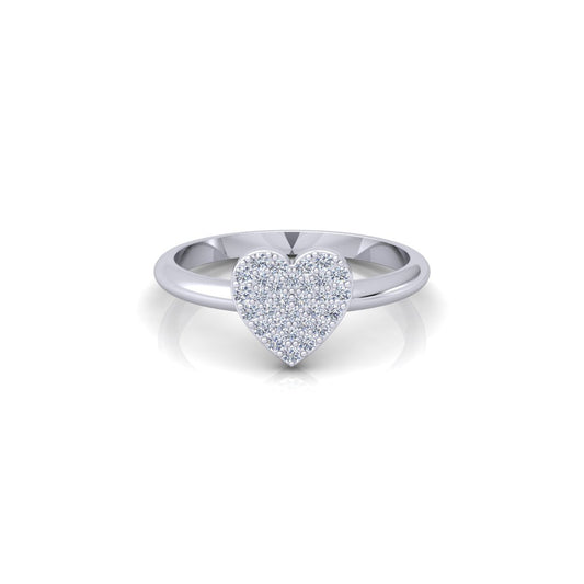 Lab Grown Diamond Cluster Heart Shape Full Eternity 14K White Gold Wedding Ring