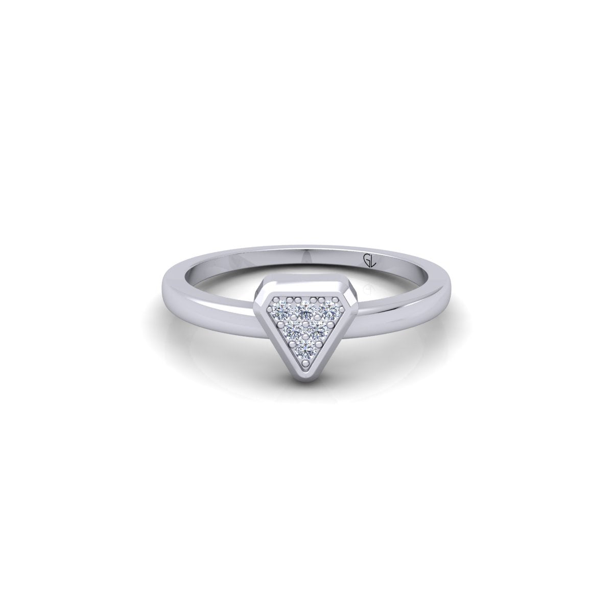 Trillion Shape Cluster Lab Grown Diamond 14K White Gold Wedding Band
