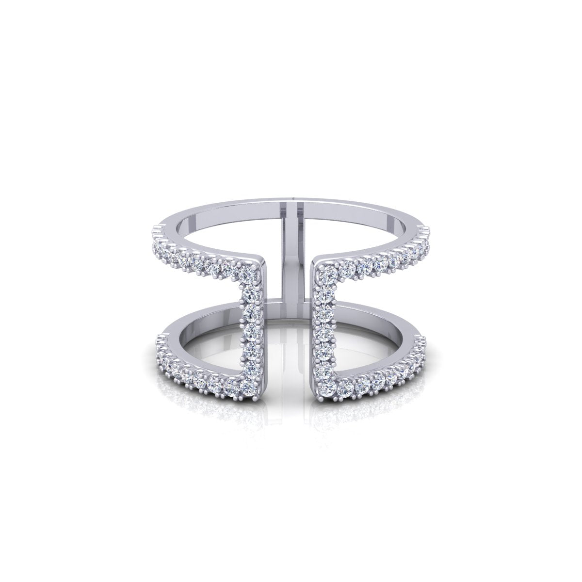 Lab Grown Diamond Dainty Open Cuff 14K White Gold Wedding Band
