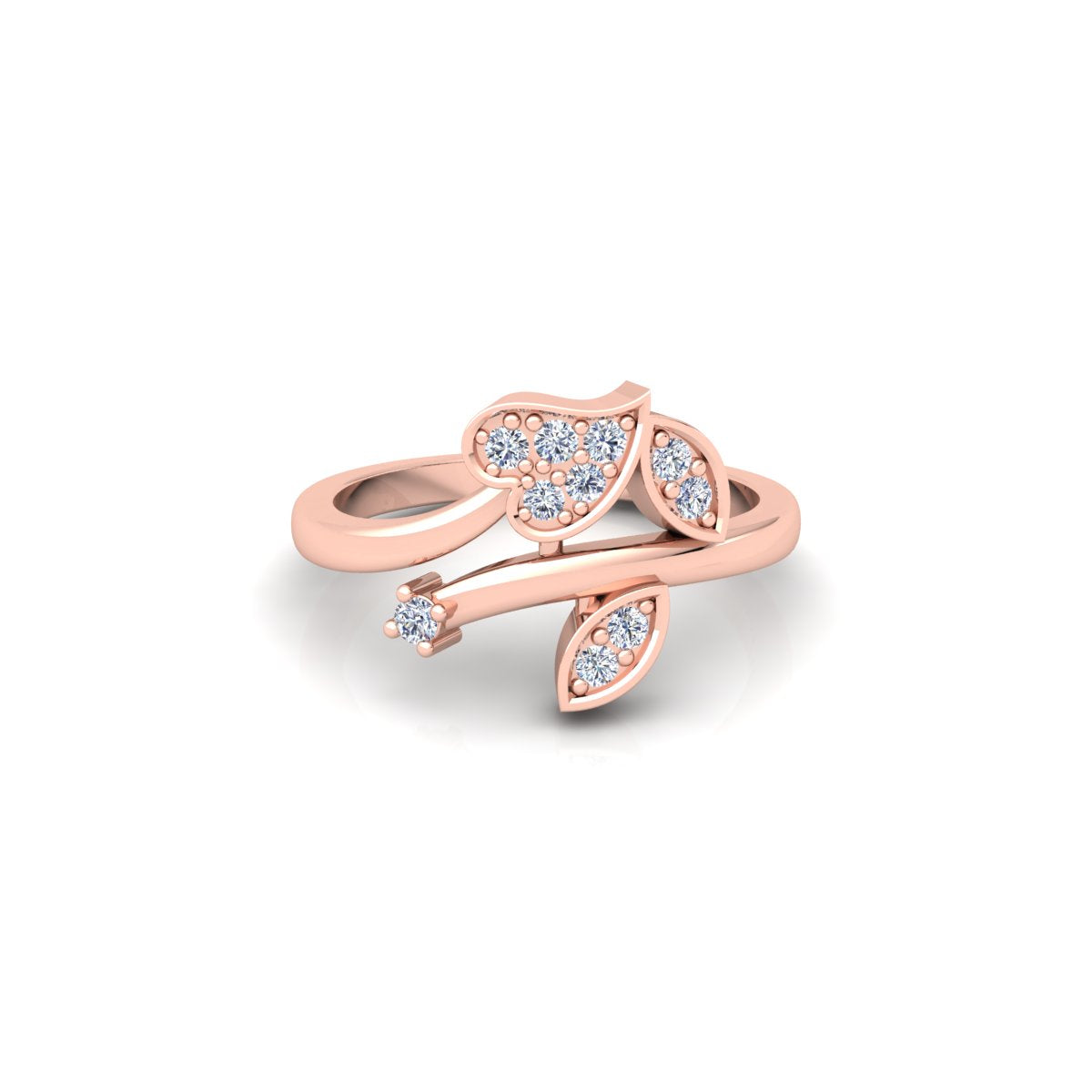 Lab Grown Diamond Swirl Leaf Inspired 14K White Gold Wedding Band