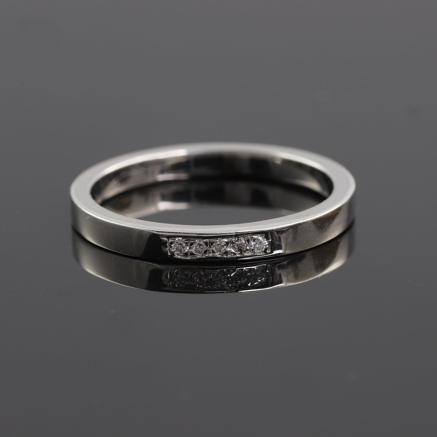 Five Stone Channel Set Round Moissanite Wedding Band
