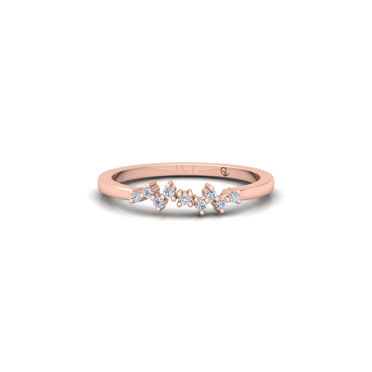 Zig Zag Lab Grown Diamond Cluster 14K White Gold Wedding Band